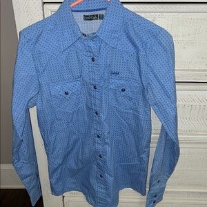 Cruel Girl Light Blue western snap button Shirt
